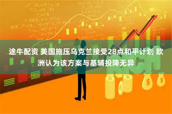 途牛配资 美国施压乌克兰接受28点和平计划 欧洲认为该方案与基辅投降无异